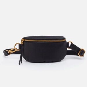 HOBO Black Crossbody Bag with Gold Accents